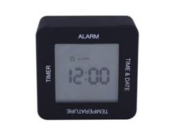 Mini reloj digital LCD multifunción con sensor giratorio, calendario, temporizador y termómetro.