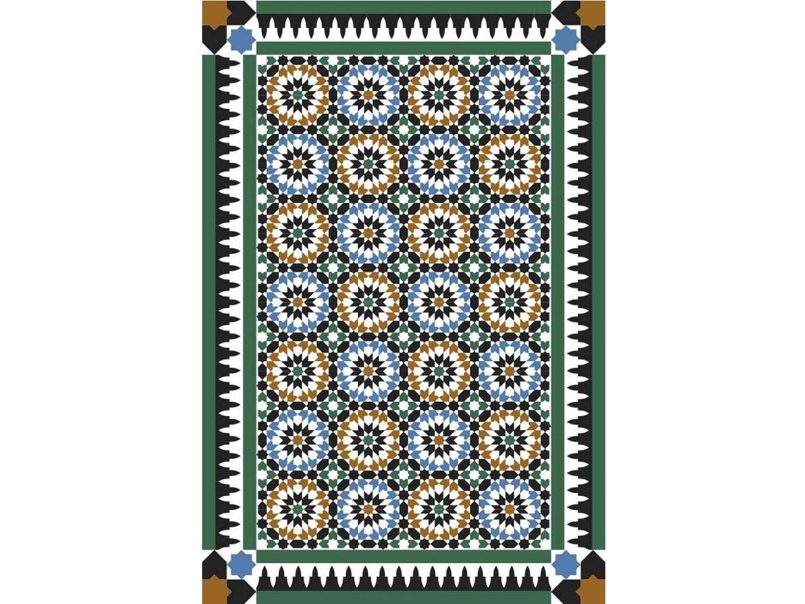 Alfombra OEDIM Mosaico de Azulejos 5 (Verde y Azul - 160x240cm - Vinilo)