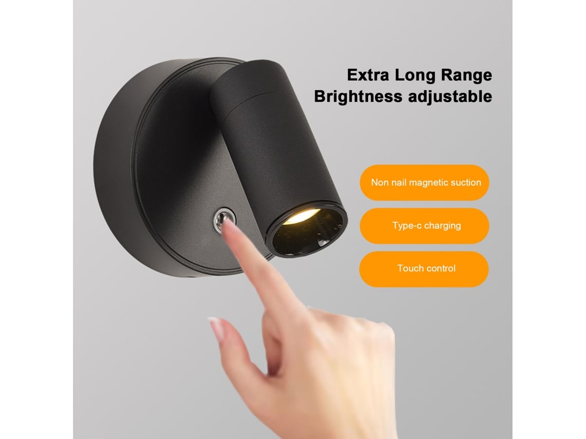 2026-lámpara De Pared Magnética Ajustable Led Regulable Con Interruptor Táctil Recargable Usb-c Para Dormitorio Lectura Protectora De Ojos