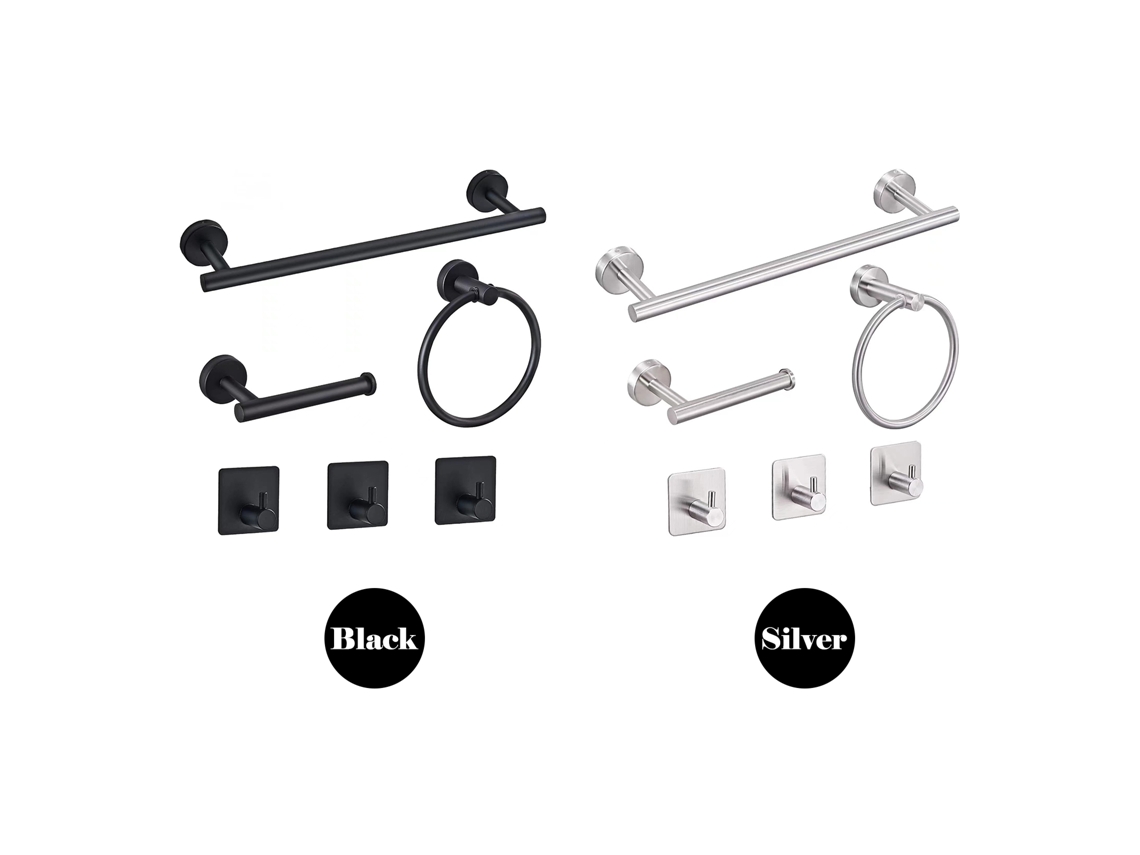 Kit de accesorios de baño de acero inoxidable Worten de 6 piezas