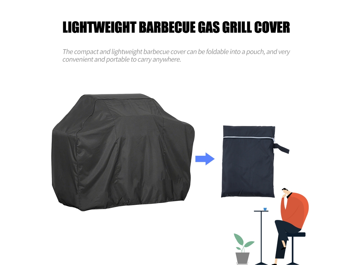Funda para parrilla de gas negra, resistente al agua y duradera