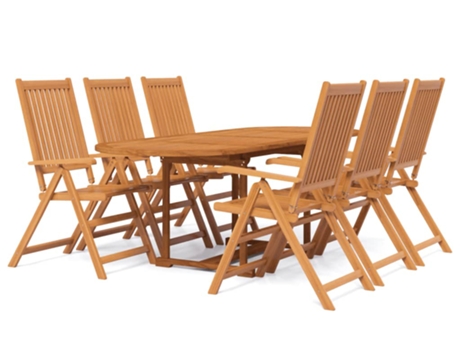 Conjunto 7 de comedor para jardín VIDAXL madera maciza de acacia