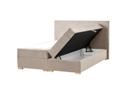 Cama Continental Beliani Major De Tecido Creme 160x200
