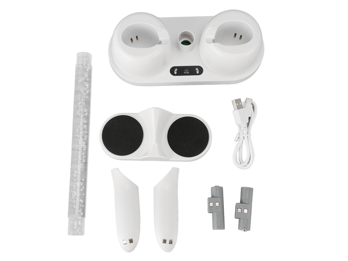 Base De Carga Rápida Vr Con Luz Rgb Para Auriculares Y Mando Meta 3 Blanca