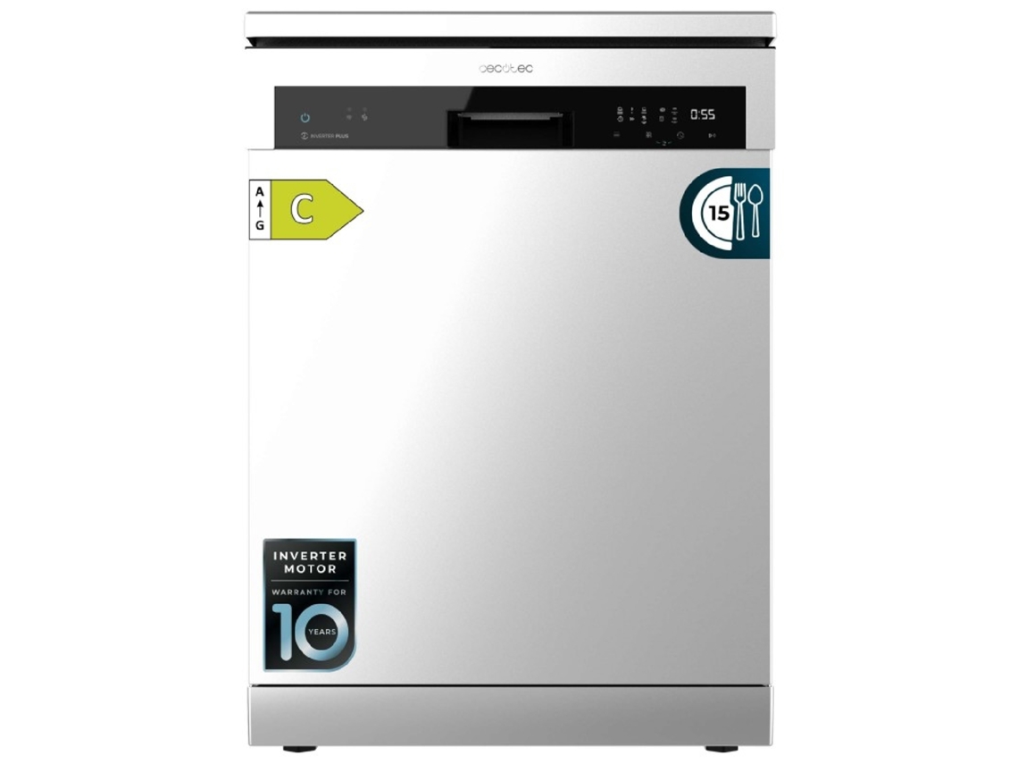 Cecotec Lavavajillas 60cm Independiente Bolero Aguazero 6500 Inox C. 15 Cubiertos, 3ª Bandeja, 6 Programas Con Dual Zone Wash