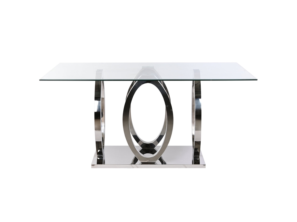 Mesa Comedor Acero Cristal Templado 160x90x76cm