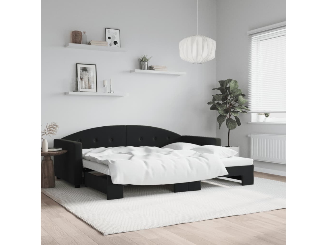 Sofá Cama Nido Terciopelo Negro 90x200 Cm