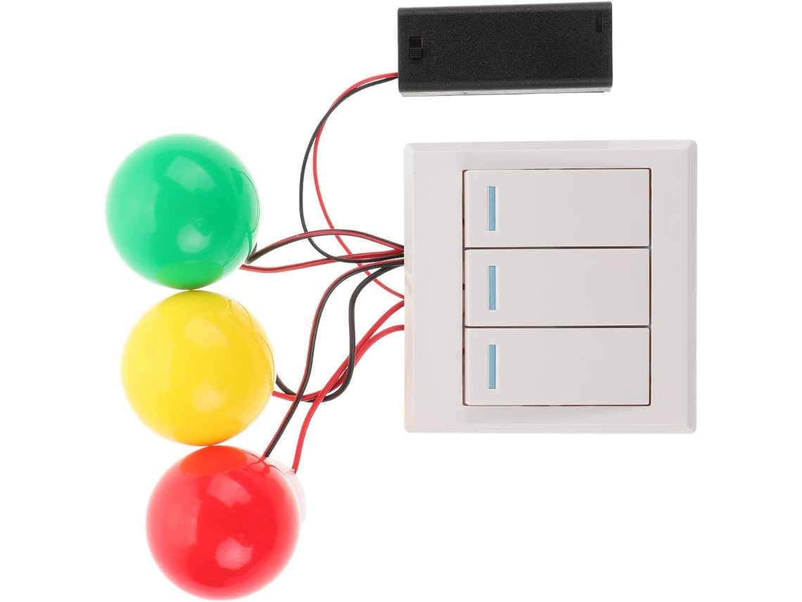 Tablero de actividades sensoriales Montessori para pared con LED de colores rojo, amarillo y verde CHABERLU