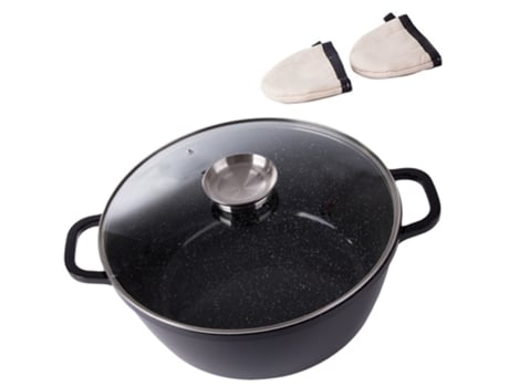 Cazuela grande con tapa de cristal - aluminio - 12,6 l