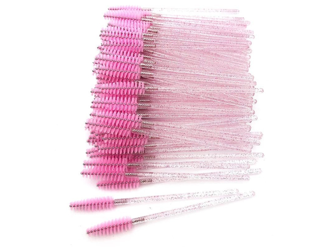 50 Cepillos Desechables Para Pestañas Y Cejas, Aplicador De Rímel, Herramienta Para Extensiones De Pestañas, Color Rosa.