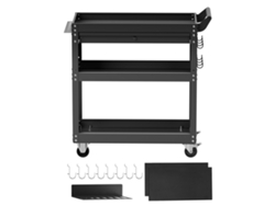 Carro de herramientas Succebuy con ruedas de 4 niveles, capacidad de 350 lb, negro