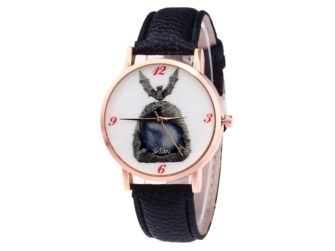 Reloj De Cuarzo Unisex Con Correa De Cuero Pu Patrón Batman Negro Zhoulianfa