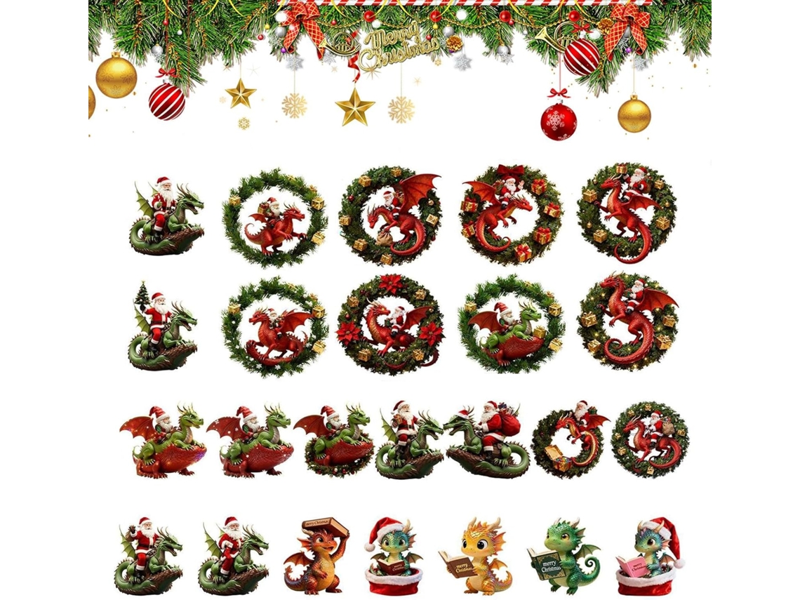 Cuenta regresiva de 24 días para la decoración navideña en acrílico 2D, calendario de Navidad, adorno, 2025