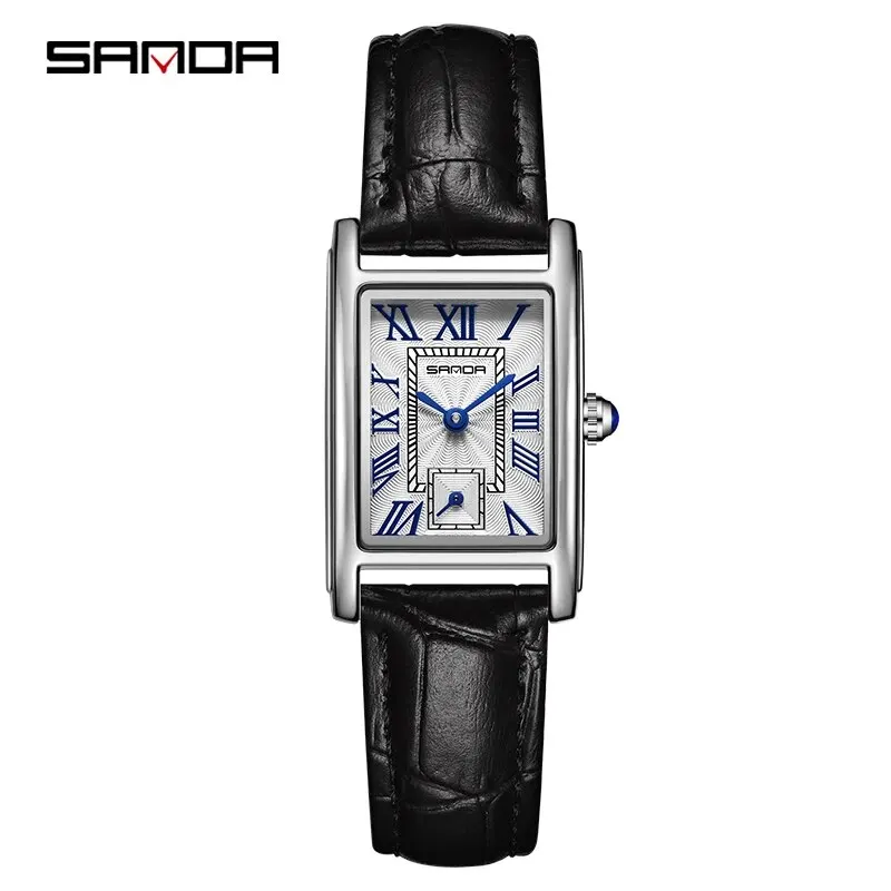 (correa Negra, Caja Plateada) Esfera Rectangular, Movimiento De Cuarzo Resistente Al Agua, Reloj De Pulsera Para Mujer De Negocios