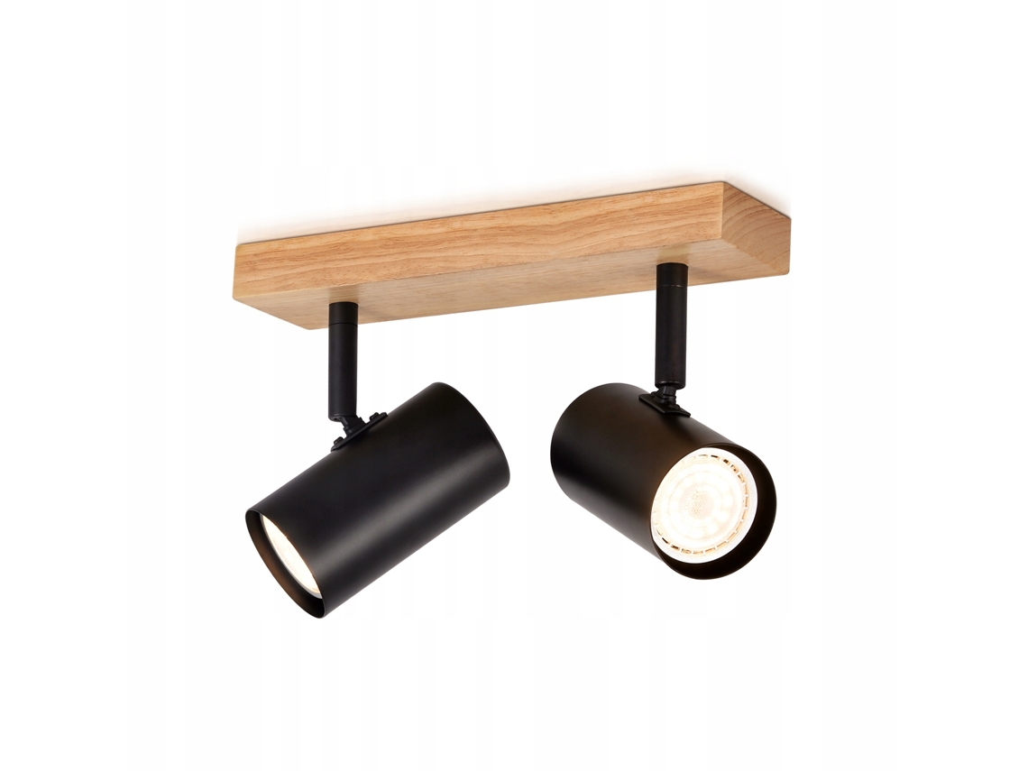 NETTLIFE 2 Focos de Techo de Madera Negra Gu10 350 Ajustables Estilo Industrial Retro para Sala de Estar Dormitorio Cocina Pasillo