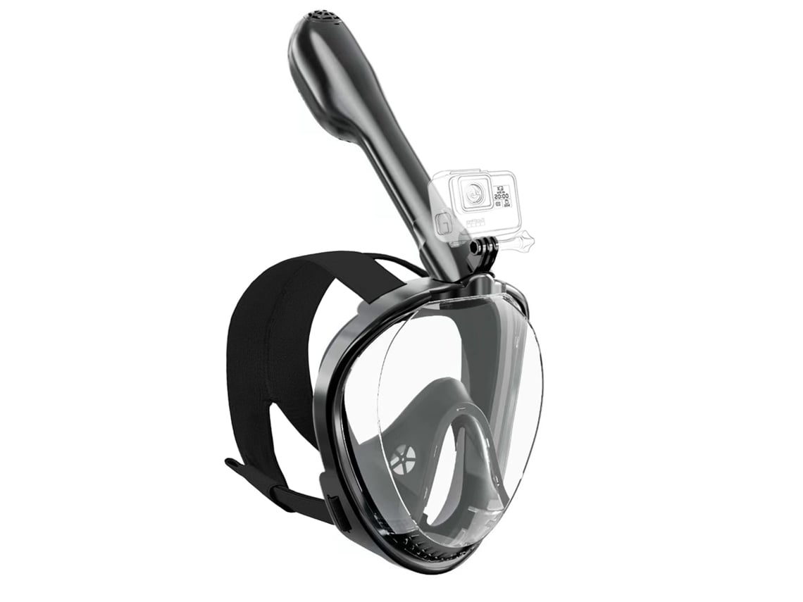 Máscara de snorkel Siurn de cara completa con sistema Dry Top y soporte para cámara L/XL negra