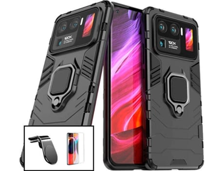 Kit Carcasa, Protector y Soporte Magnético para Auto Xiaomi Mi 11 Ultra PHONECARE Military Defender Negro