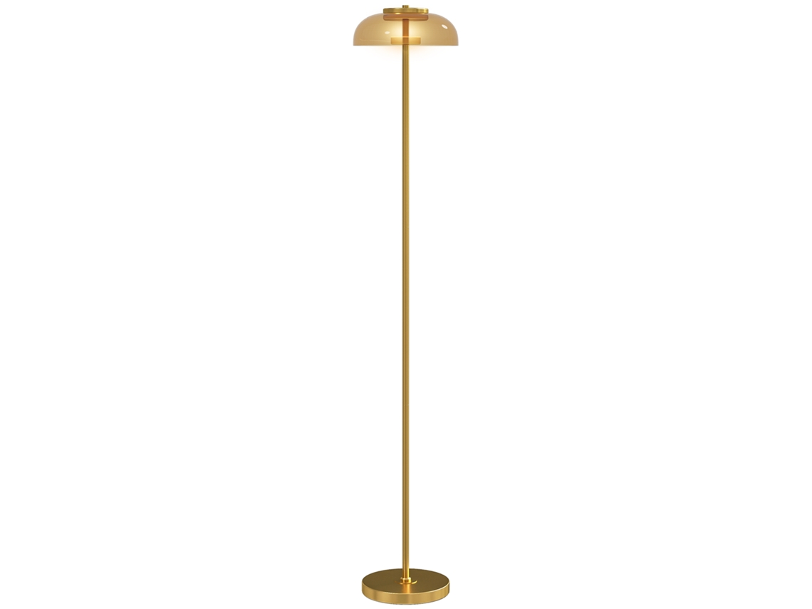 Lámpara de pie LED, luz cálida 3000k, interruptor, base, 25x25x134cm, latón