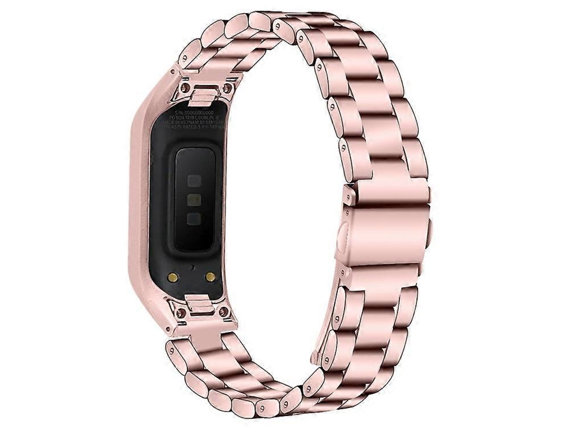 Correa de acero inoxidable para reloj Samsung Galaxy Fit E/sm R375 con tres cuentas y marco.