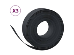 Conjunto 3 Bordura De Jardín VIDAXL Negro Polietileno