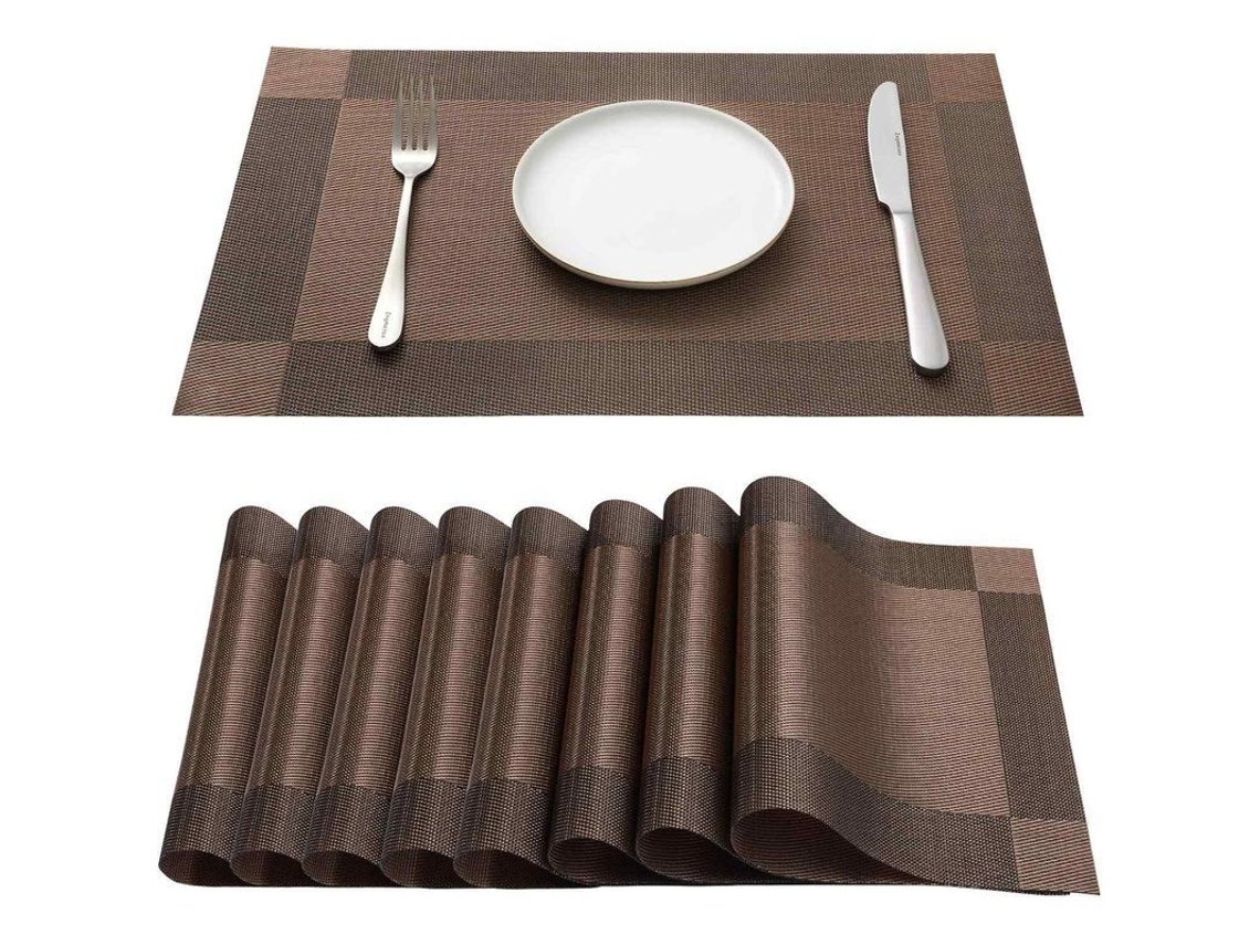 Juego De 8 Servilletas Lavables, Resistentes Al Calor Y Antideslizantes, De 45 X 30 Cm, Color Café.