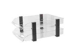 Bandeja Organizadora De Escritorio De Acrílico Transparente De 2 Niveles Para Archivos, Ideal Para Oficina, 280 X 372 X 144 Mm.