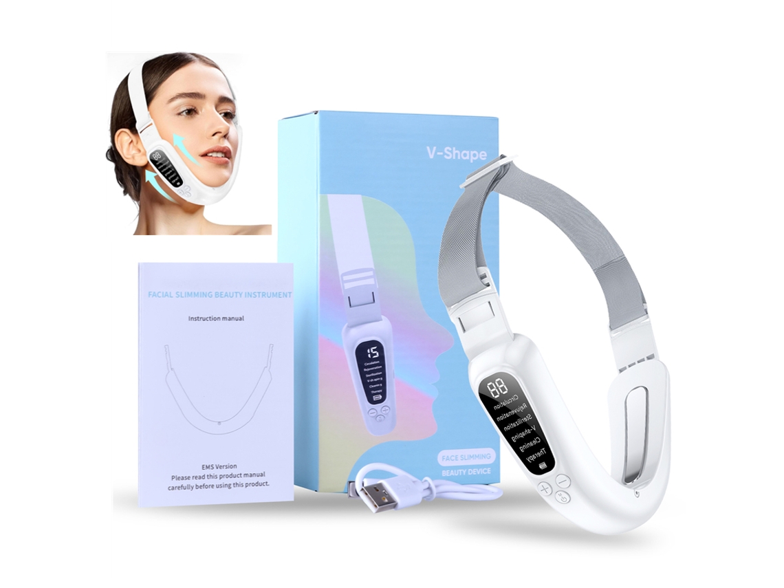Masajeador facial con vibración EMS, adelgazamiento facial y lifting en forma de V, Ohpa K328 blanco.