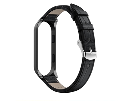 Correa de piel auténtica textura de cocodrilo para Xiaomi Mi Band 3/Mi Smart Band 4 - negro