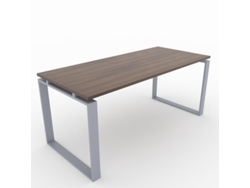 Mesa/Escritorio para teletrabajo, Oficina y hogar. Estructura Cerrada Color Gris Plata. Tablero color Nogal. Fabricado en España. (200x80cm). OFICIT