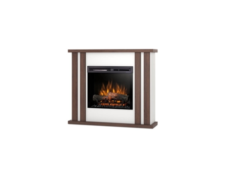 Chimenea LED eléctrica independiente KELSO 23' Blanco mate / Roble 108 x 93 x 28 OUTINFIRE