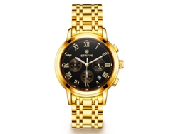 Reloj De Negocios Para Hombre (dorado Y Negro), Seis Manecillas, Calendario, Multifuncional.