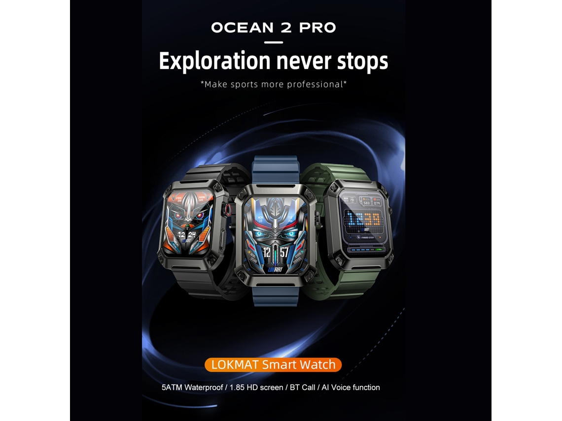 Reloj Inteligente Lokmat Ocean 2 Pro, Monitor De Salud Y Actividad Física, Bluetooth, Ip68, Compatible Con Android E Ios.