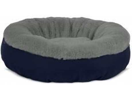 Cama Redonda para Perros y Gatos GAUTY Tela Impermeable y pelo (Gris y Azul - 57 cm)
