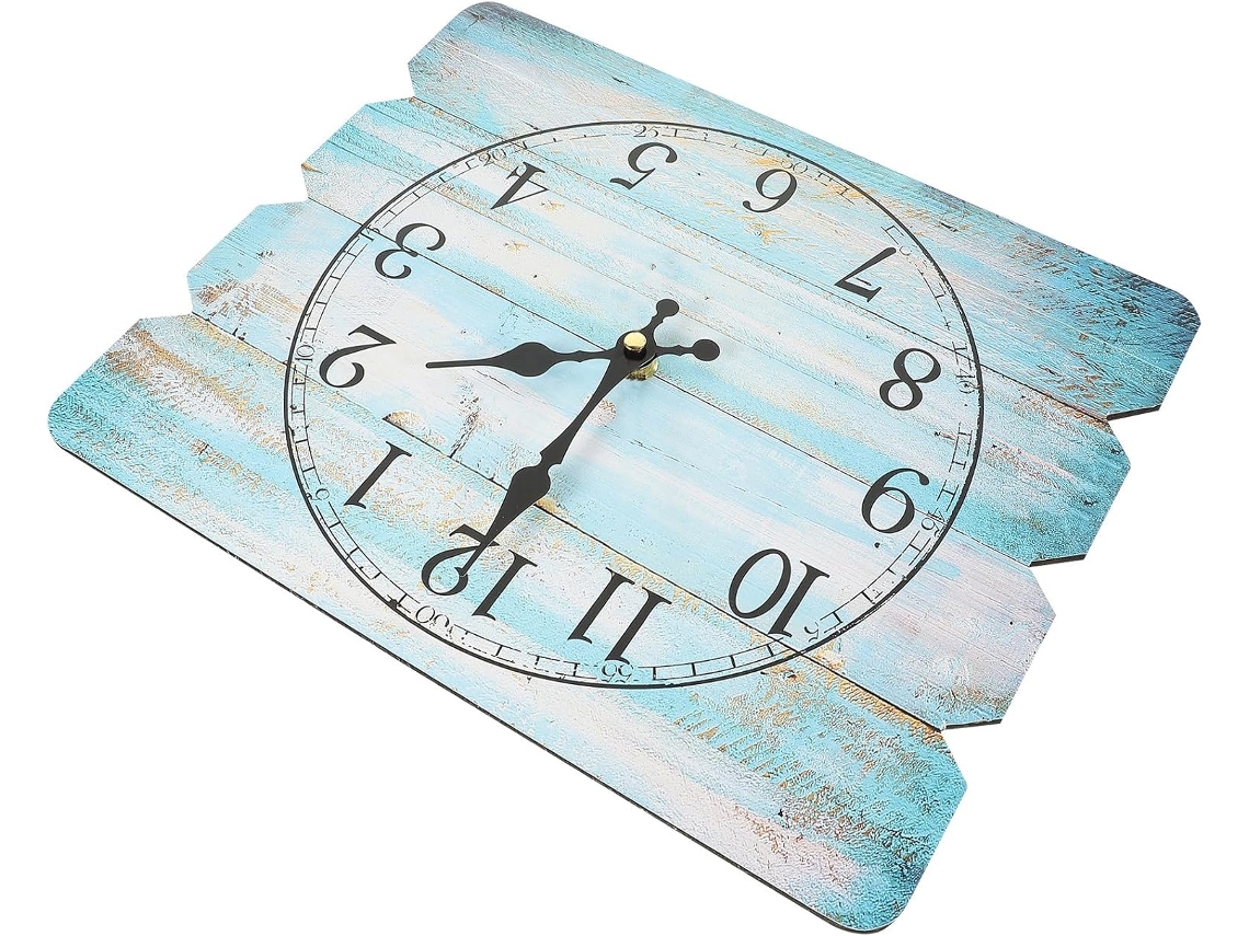 Reloj De Pared Silencioso Y Fácil De Leer Con Grandes Números Arábigos Y Diseño Decorativo Nórdico En Madera.