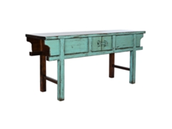 Consola Olmo Macizo Decape Turquesa 170x49x88cm