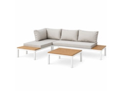 Majuro Conjunto De Jardín De 3/4 Plazas Con Mesa Baja En Blanco Y Gris
