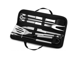 Set De Herramientas Para Barbacoa 9 Piezas De Acero Inoxidable Con Caja Almacenamiento Espátula Tenedor Pinzas Cuchillo Brocheta Y Cepillo