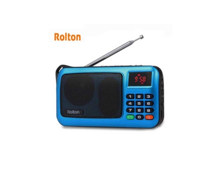 Radio Rolton W405 Mini reproductor de música MP3 digital Altavoz de Fm portátil Reproductor de disco USB Tf con linterna azul