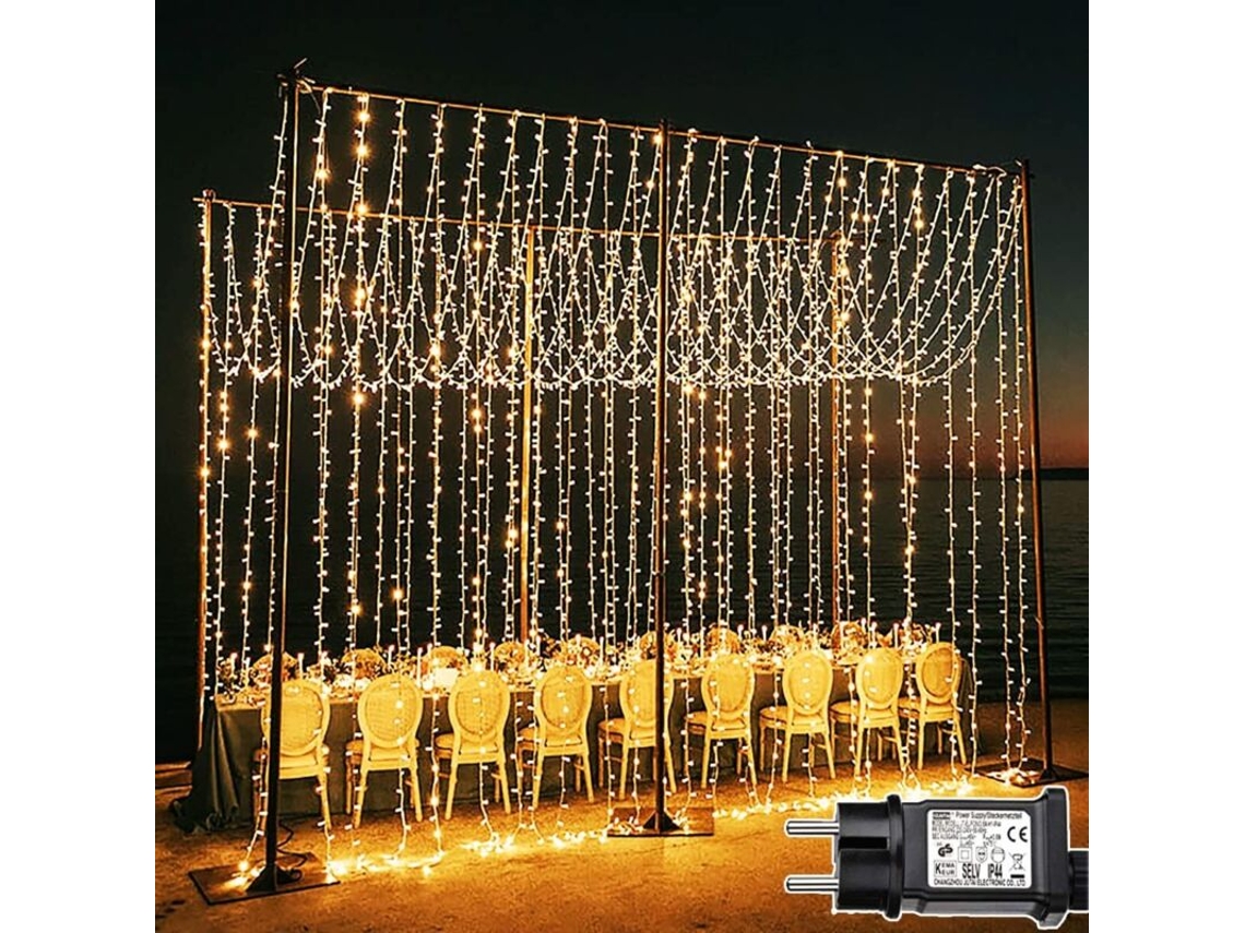 Guirnalda De Luces Navideñas Impermeables Para Bodas, 6 M X 3 M, Con 6