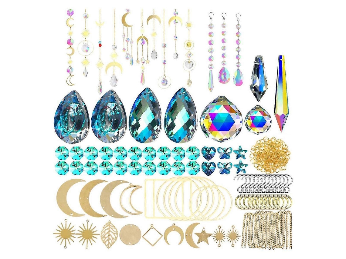 Kit con 370 piezas de cristal para candelabros, cristales, prismas, piezas para crear un arcoíris y colgantes (DIY).