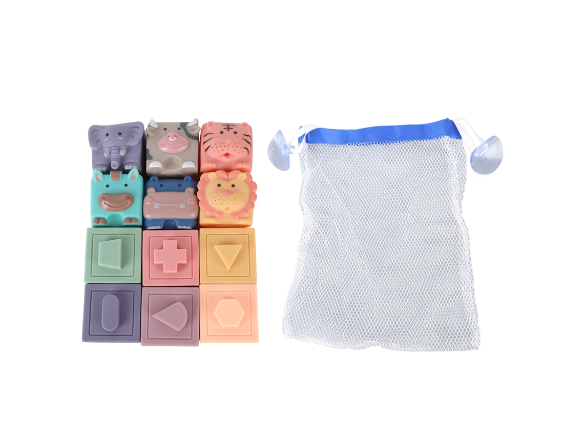 12 Piezas De Bloques De Construcción De Silicona Suave Con Forma De Animales Para Bebés, Juguete Educativo Masticable.