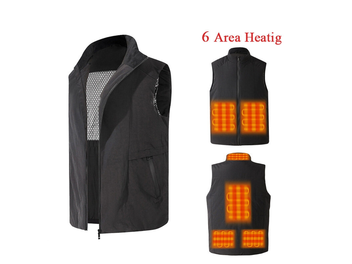 Tengoo Hv-06s Colete Térmico Tamanho 4xl 6 Zonas Aquecimento Usb 3 Níveis Temperatura Resistente Vento Lavável Ciclismo Pesca Caminhadas