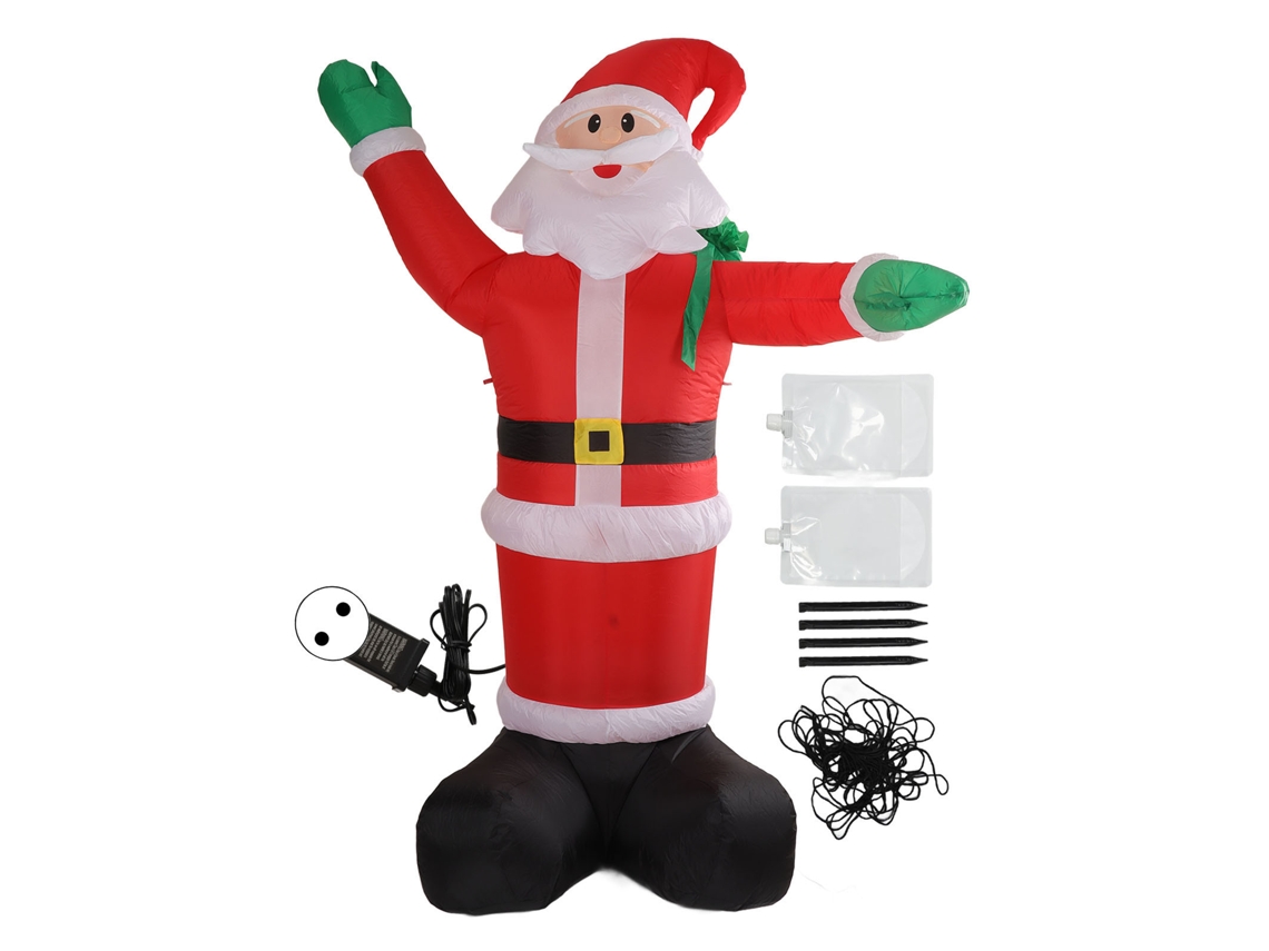 Papá Noel Inflable De 2,4 M Con Bolsa De Regalo Y Luces Led Para Decoración Navideña, Jardín Y Hogar.