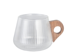 MEOIRUERY Vaso de Café con Asa de Madera para Hogar, Cocina, Restaurante y Viaje