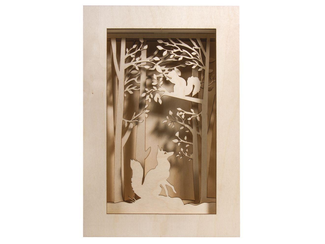 Cuadro de madera bosque de Navidad 20 x 30 x 6,6 cm