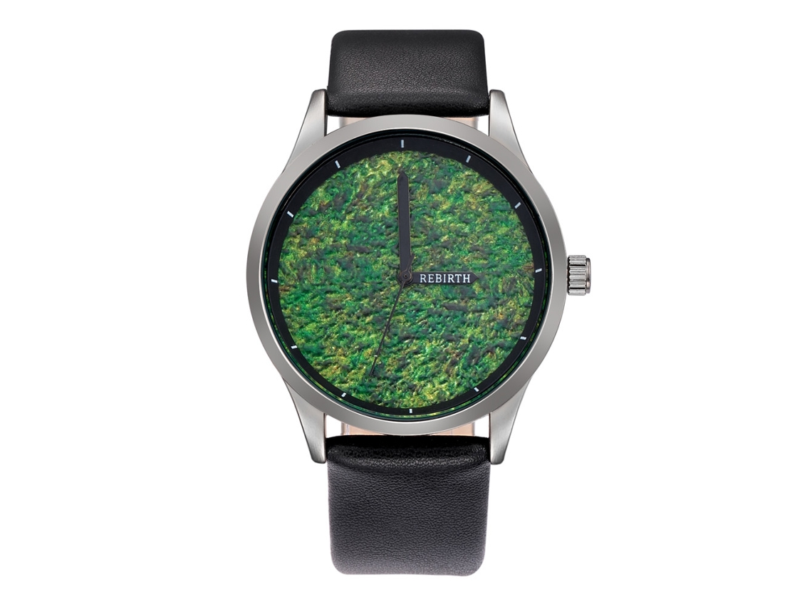 Reloj De Pulsera Unisex Informal Rebirth Con Correa De Pu Y Movimiento De Cuarzo (negro+verde)