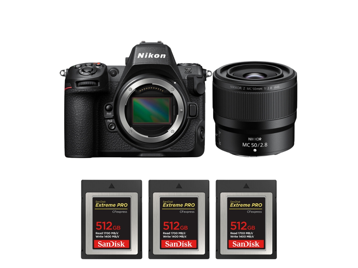 Nikon Z8 + Z Mc 50mm F/2.8 Macro + 3 Sandisk 512gb Extreme Pro Cfexpress Type B - Cámara Fotográfica Híbrida Full-frame + Ebook Pricedirect