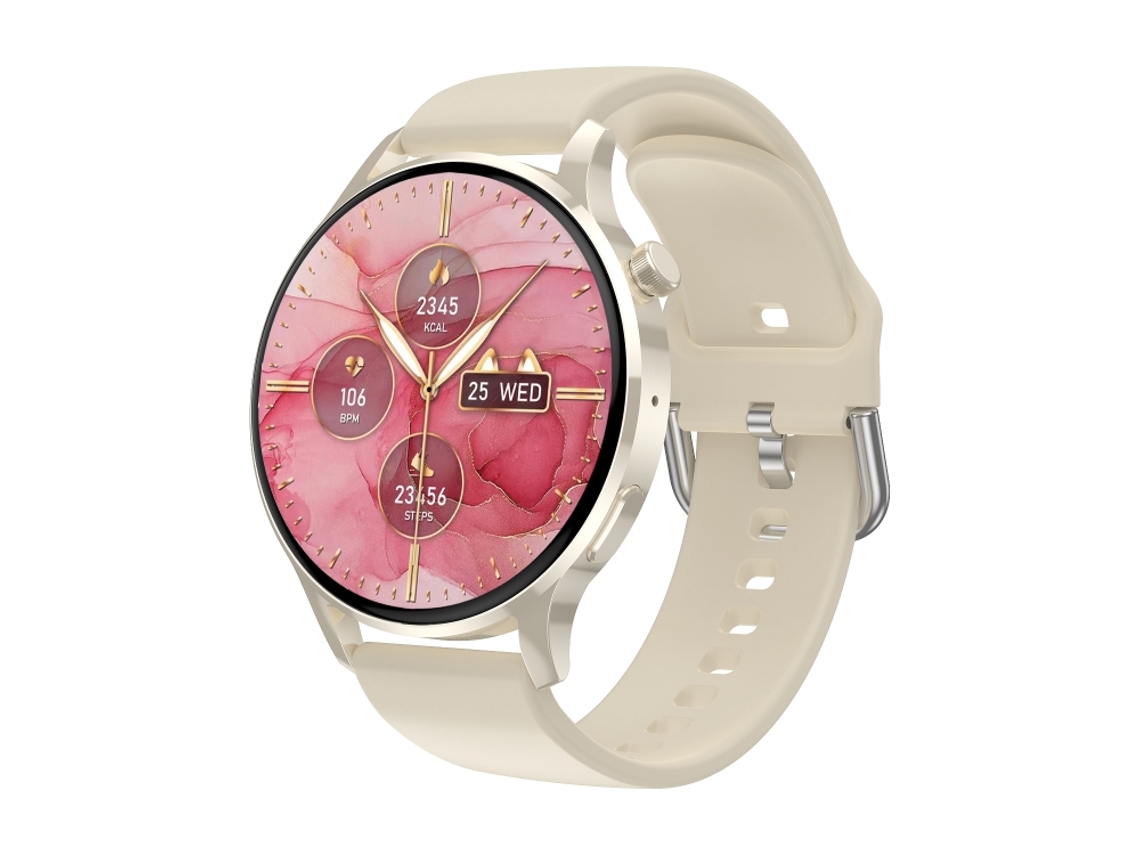 Reloj inteligente con pantalla AMOLED de 1,3 pulgadas, carga inalámbrica y NFC. (Plateado)