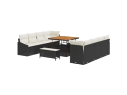 Maison Exclusive - Conjunto De Sofá De Jardín Con Cojín 11 Pcs Negro Y Crema