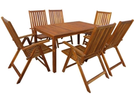 Conjunto 7 de comedor de jardín VIDAXL madera maciza de acacia